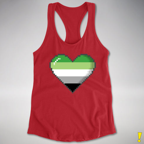 Aromantic Pride 8-Bit Pixel Heart Racerback Tank - Red